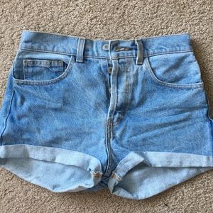 denim high rise shorts